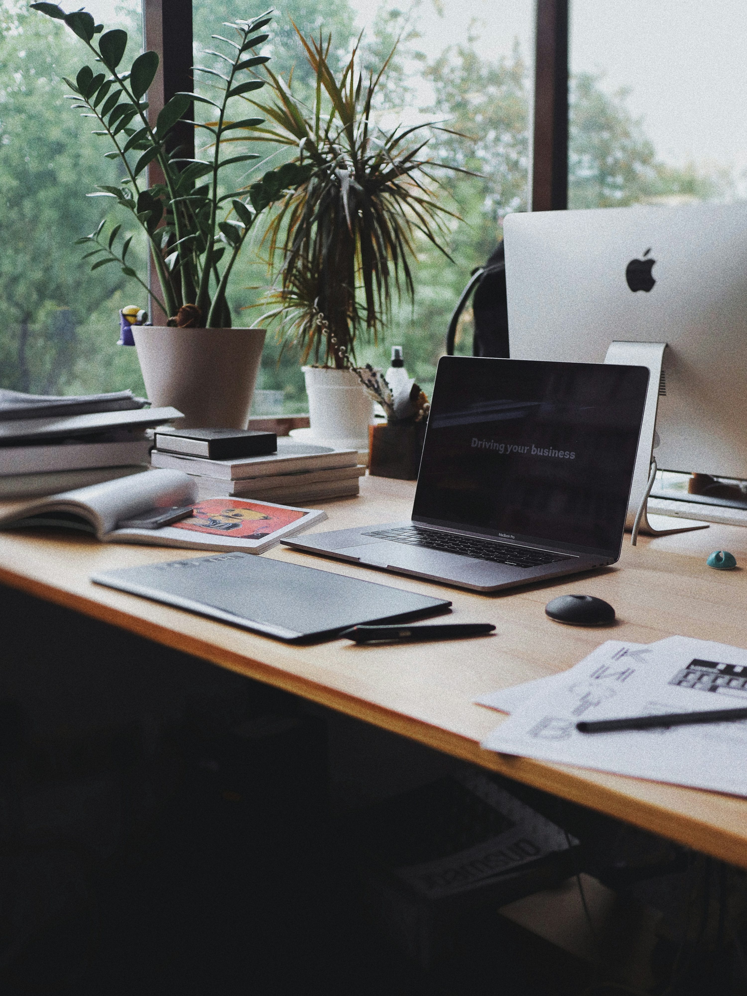 Office with a laptop on a desk. working to improve business  